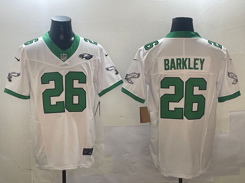 Men Philadelphia Eagles #26 Barkley White Thanksgiving three generations 2024 Nike Limited NFL Jersey style 3->philadelphia eagles->NFL Jersey